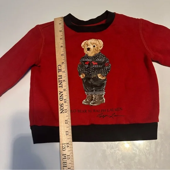 Ralph Lauren Polo Bear Red Black Sweater Size 24month - Picture 3 of 8
